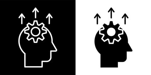 Skill Development Icon Set in Outline and Glyph Style Vector Illustration