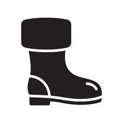 Black Boot Icon with Cuffed Top and Block Heel