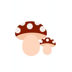 A simple and cute red mushrooms illustration in a flat, minimalist vector style