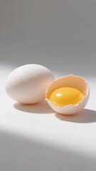 Egg and broken egg with yolk
