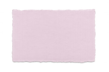 Obraz premium Rectangular sheet of light pink textured paper with torn edges, isolated on a transparent background, providing copy space