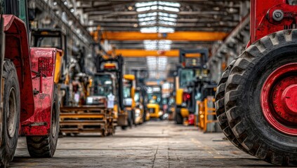Industrial machinery in a large warehouse