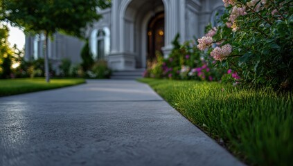 Elegant walkway to a grand home