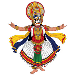 Therukoothu Dance (Tamil Nadu Street Play) Traditional Illustration