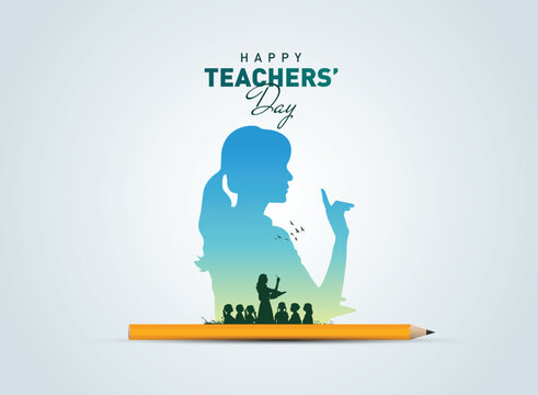 Happy Teacher's day concept vector illustration background. Creative teacher's day vector education concept.