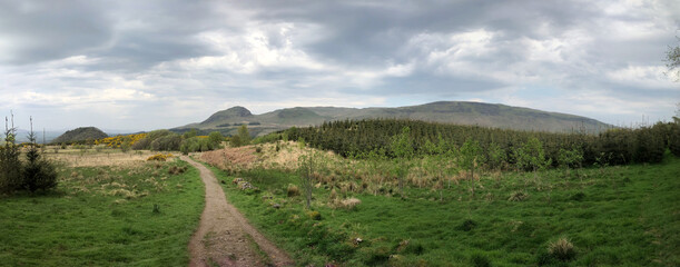 panorama of the mountains in autumn
