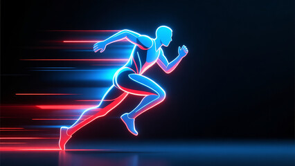 Fototapeta premium a running figure, likely a sprinter, captured mid-stride with a dynamic pose, illustration