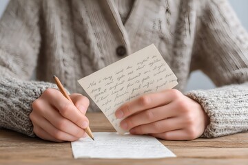 Write a heartfelt letter with a cozy sweater in a quiet moment of reflection and personal connection