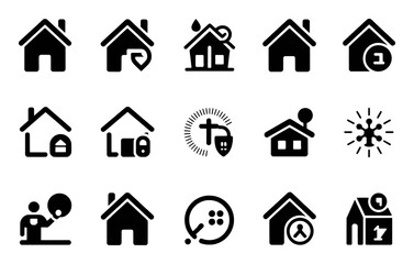 Fototapeta premium Collection of House and Home Related Icons with Various Symbols