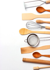 set of dishes close-up on a colored background. Kitchen appliances.. Vertical photo format