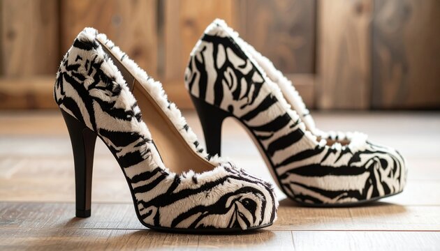 zebra fur on the heel shoe - Powered by Adobe
