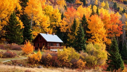 house in autumn forest