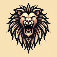 Obraz premium lion head roar mascot vintage