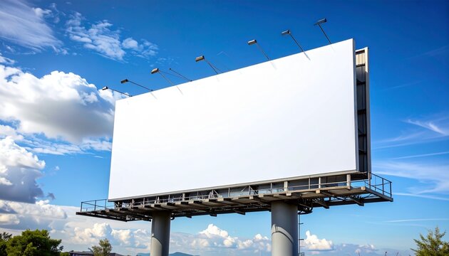 Blank billboard against blue sky, put your own text here,  Advertising and promotion photo concept