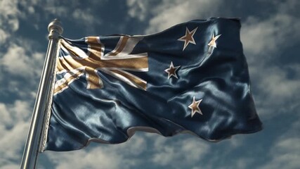 Waving new zealand flag - Powered by Adobe
