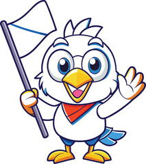 cartoon bird with blank sign
