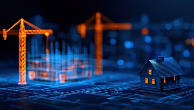 Futuristic construction on a circuit board - Powered by Adobe