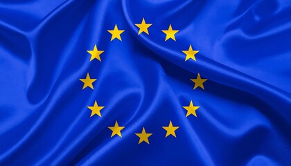A close-up view of the European Union flag, showcasing the intricate folds of the fabric and the bright yellow stars against a deep blue backdrop.