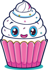 vector illustration of a cupcake on white