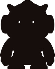 black cartoon illustration of a warrior with a sword