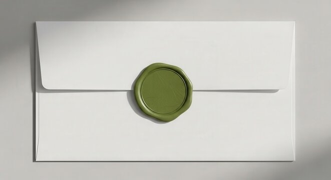 Envelope with Green Wax Seal. Ai generation