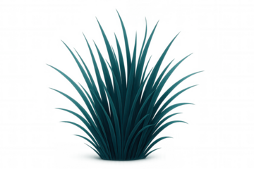 Green grass tuft rendered digitally, transparent background, enhancing natural design elements with vivid botanical detail