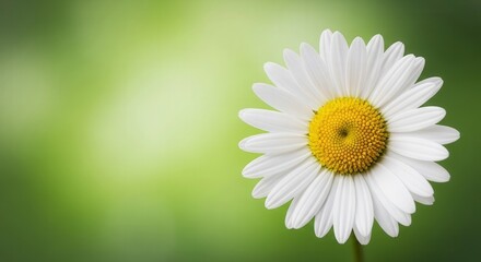 Fototapeta premium Close-up of a white daisy on green background. Ai generation