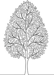Obraz premium Stylized, intricate tree illustration with abundant leaves against a clean background