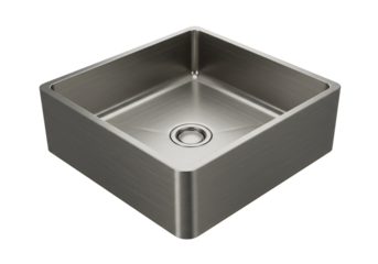 モダンなステンレス製スクエア型流し台、清潔感漂うデザイン