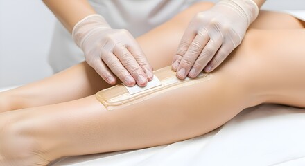 Fototapeta premium Close-up of Leg Waxing Treatment in a Beauty Spa