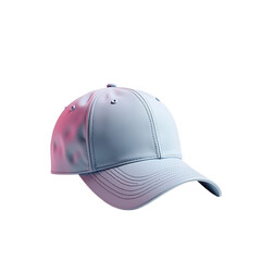 Fototapeta premium Light gray baseball cap with subtle color gradient highlights, presented on a plain black background.