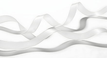 White ribbon curves against a white background, creating a sense of elegance and flow