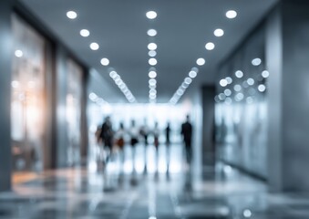 Blurry indoor hallway with people