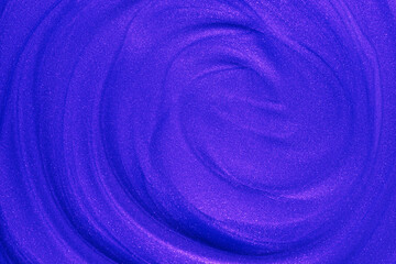 Dark purple cosmetic glittering liquid sample background. Shampoo hair color anti-yellow dew or...