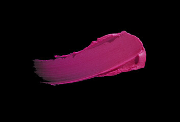 Cosmetic make-up beauty product. Matte dark burgundy claret maroon lipstick swatch isolated on...