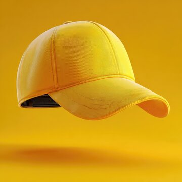 Bright yellow baseball cap, 3D render (1)