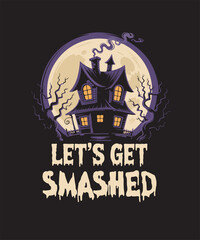 Spooky Halloween T-Shirt Design, Scary Pumpkin, Ghost, Witch, Skeleton, Haunted House, Horror Night, Trick or Treat Costume Graphic for Party, October Holiday Celebration Apparel