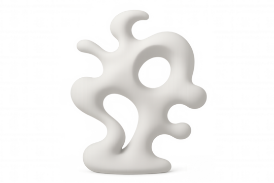 White abstract sculpture isolated on transparent background, representing modern art and creativity