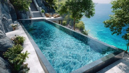 Luxurious infinity pool overlooking ocean