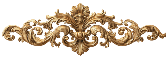 Ornate gold relief trim with elaborate floral and scrollwork design