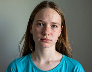 Teenage girl with skin imperfections