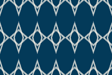 Naklejka premium Ethnic Ikat fabric pattern geometric style.African Ikat embroidery Ethnic oriental pattern blue background. Abstract,vector,illustration.Texture,clothing,frame,decoration,carpet,motif.