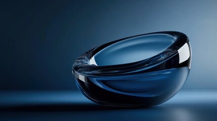 Elegant Blue Glass Bowl - Modern Art with Stunning Reflections and Light