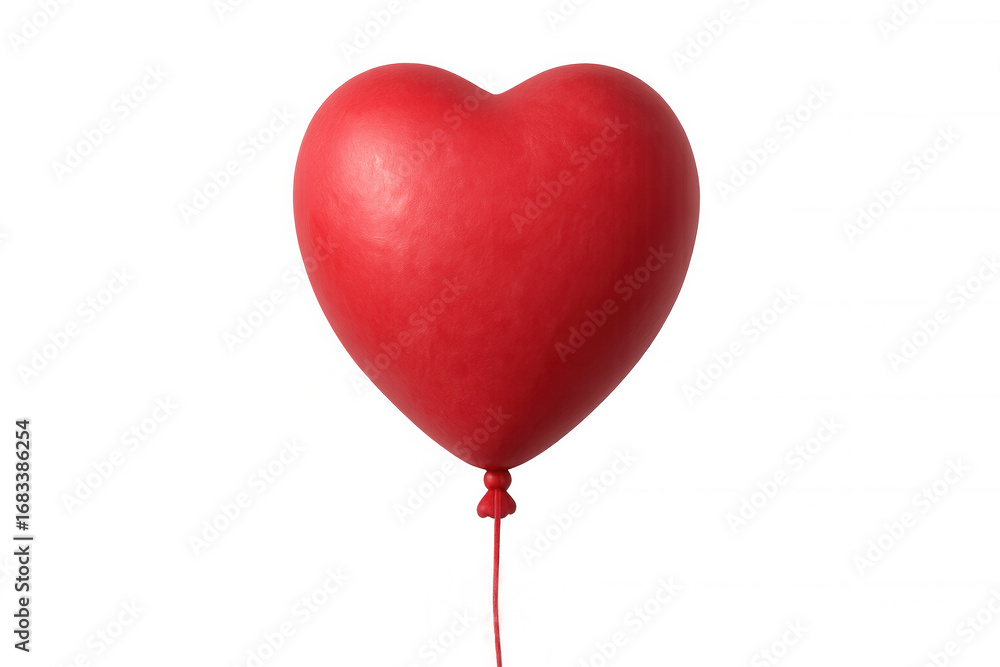Poster 3d rendering of a red heart-shaped balloon floating against a transparent background, perfect for va