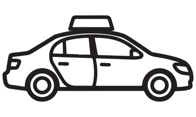 Simple Line Art Icon of a Taxi Cab Car