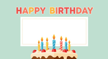 Happy Birthday Cake with Candles Customizable Template