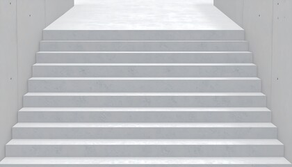 A clean, modern set of ascending steps in a minimalist concrete interior.