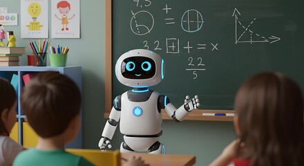 Robot teacher in classroom