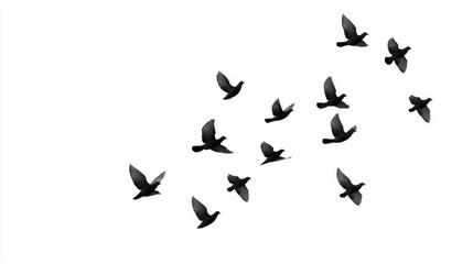 Fototapeta premium Flock of Pigeons Flying, Bird Migration, Freedom - nature background
