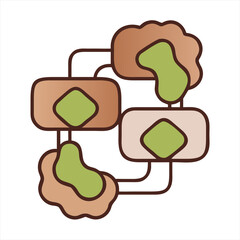 Abstract network diagram with connected nodes and organic shapes